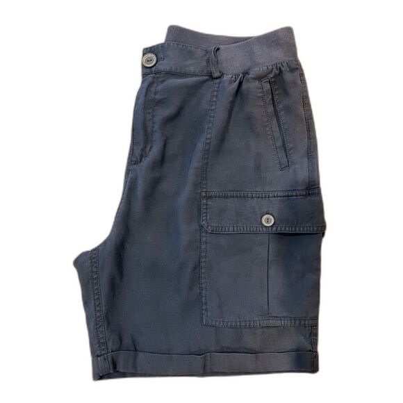 Soft Surroundings Pali Rayon Blend Cargo Utility Outdoor Casual Shorts Blue Sz L - Picture 2 of 7